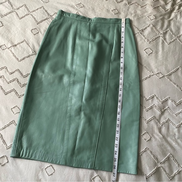 vintage danier leather turquoise skirt - Picture 9 of 11